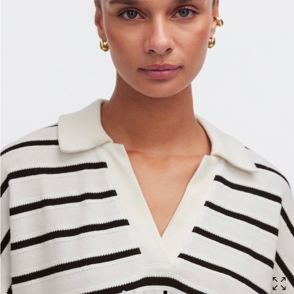 Madewell relaxed v- neck polo shirt in stripe - Picture 4 of 10